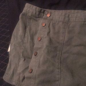 Olive green denim skirt